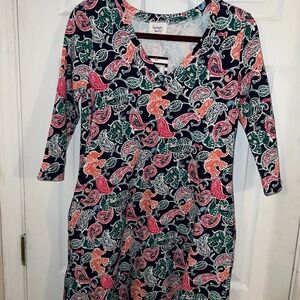 Fantastic Fawn Elephant Print V-Neck Dress S NWT